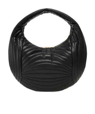 Ferragamo Large Quilted Shoulder Bag In Black