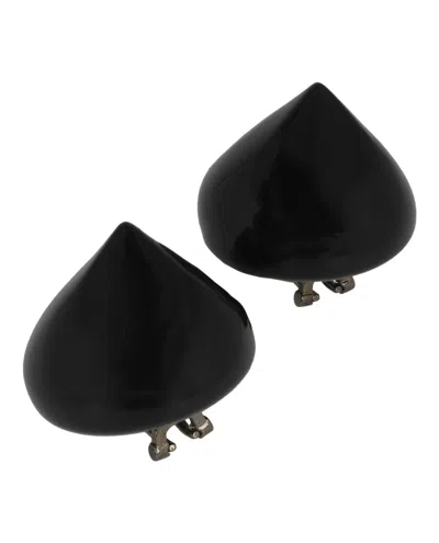 Ferragamo Medium Sculptural Clip On Earrings In Black