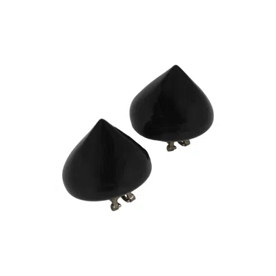 Pre-owned Ferragamo Large Sculptural Clip On Earrings 'black' | Women's Size Onesize