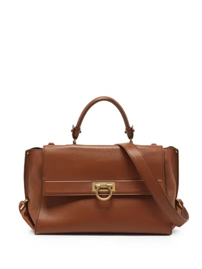 Pre-owned Ferragamo Large Sofia Gancini Handbag In Brown