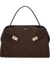Ferragamo 'hug' Brown Shoulder Bag With Logo Printed On Front In Brown