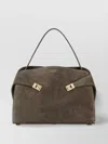 Ferragamo Grey Suede Large Hug Soft Shoulder Bag