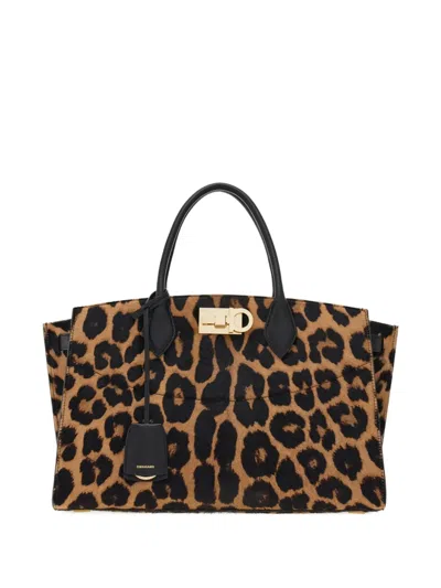 Ferragamo Large Soft Studio Tote Bag In Neutral