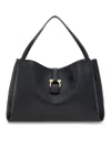Ferragamo Buckle Strap Soft Structure Shoulder Bag In Black