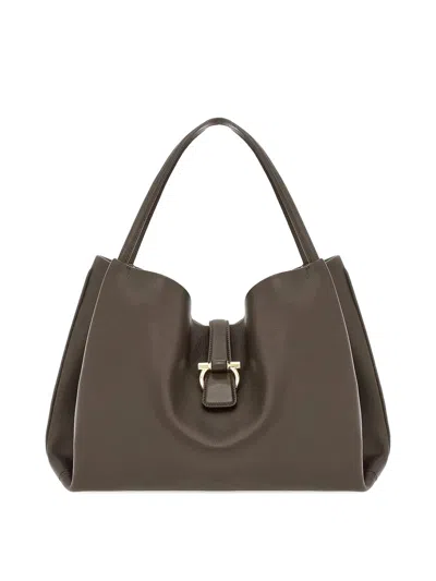 Ferragamo Large Softened Tote Bag In Black