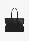 Ferragamo Large Star Hammered Leather Tote Bag In Black