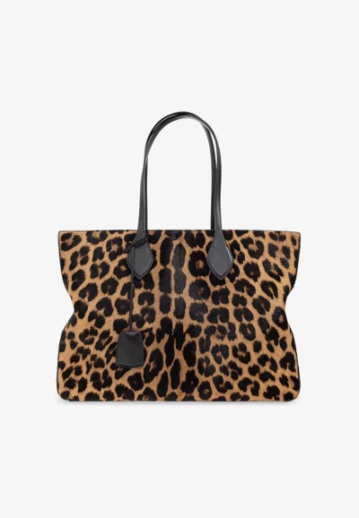 Ferragamo Large Star Leopard Print Tote Bag