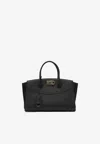 Ferragamo Large Studio Leather Top Handle Bag In Black