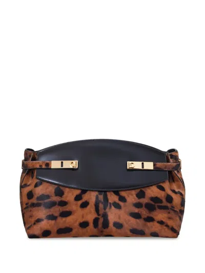 Ferragamo Large Studio Leopard-print Clutch Bag