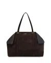 Ferragamo Large Suede Leather Tote In Brown