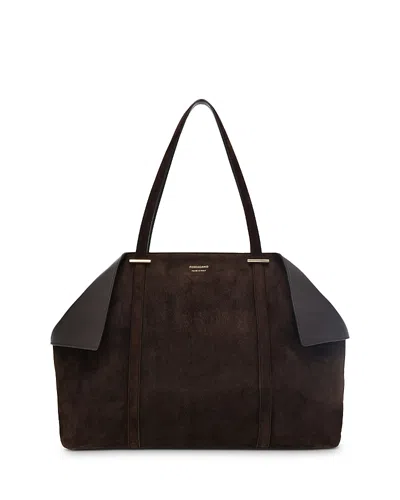 Ferragamo Large Suede Leather Tote In Brown