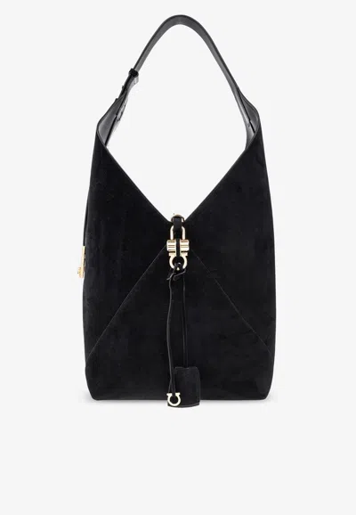 Ferragamo Large V-shaped Hobo Bag