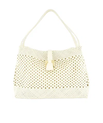 Ferragamo Large Woven Tote Bag In White