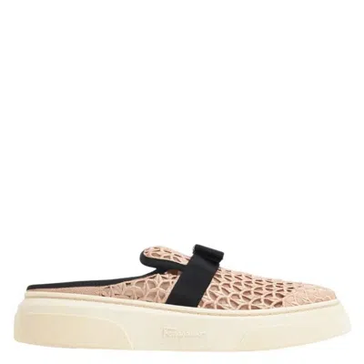 Ferragamo Laser-cut Vara Bow Mule Sneaker In Neutral