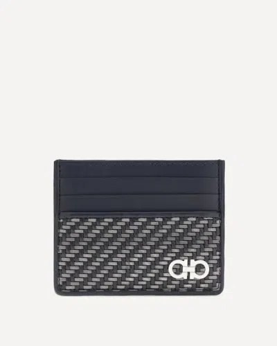 Ferragamo Lattice Motif Card Holder In Blue