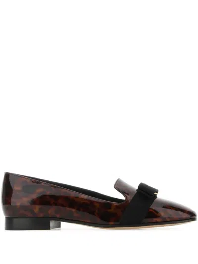 Ferragamo Printed Leather Laufer Ballerinas In Multicolor