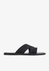 Ferragamo Logo-print Slip-on Style Slides In Black