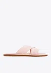 Ferragamo Logo-jacquard Crossover-strap Slides In Pink