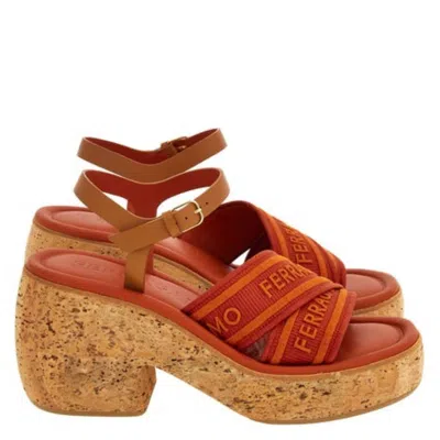 Ferragamo Laurine 55 Ankle Strap Sandals In Red