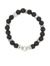 Ferragamo Lava Stone Bead Gancini Bracelet In Black