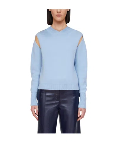 Ferragamo Layered Cashmere Sweater In Blue