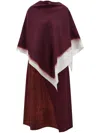 Ferragamo Cape Detail Sleeveless Silk Dress In Burgundy
