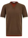 Ferragamo Layered Knitted T-shirt In Brown