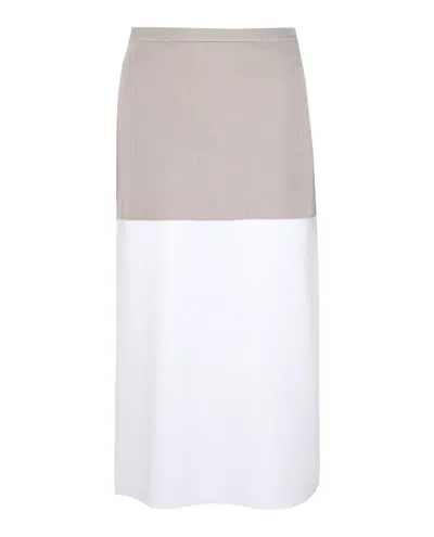 Ferragamo Layered Panel Midi Skirt In Neutral