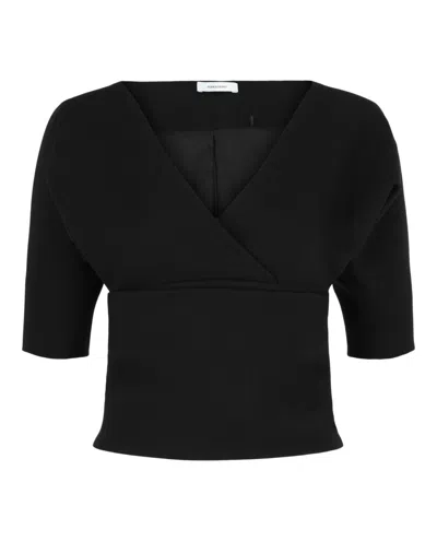 Ferragamo Layered Wool-blend Blouse In Black