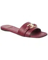 Ferragamo Leach Leather Sandal In Burgundy