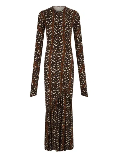 Ferragamo Longline Stretch Dress In Brown