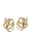 Ferragamo Curved Leaf Design Earrings In Gold