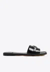 Ferragamo Square Head Flat-soled Sandals In Black