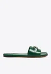 Ferragamo Leah Leather Slides In Green