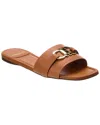 Ferragamo Gancini Slide In Cognac Leather