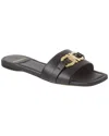 Ferragamo Square Lambskin Sandals Gold-tone Hardware In Black