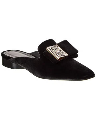 Ferragamo Leat Velvet Mule In Black