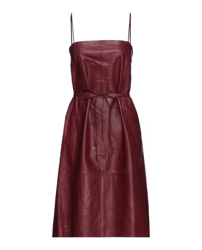 Ferragamo Leather A- Line Dress In Red