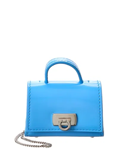 Ferragamo Leather Airpods Case In Blue