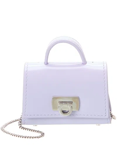 Ferragamo Leather Airpods Case In Purple
