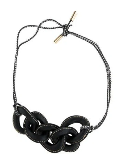 Pre-owned Ferragamo Leather & Cord Collar Necklace, 30" In Multi