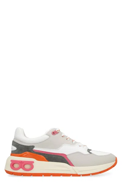 Ferragamo Leather And Fabric Low-top Sneakers In Multi