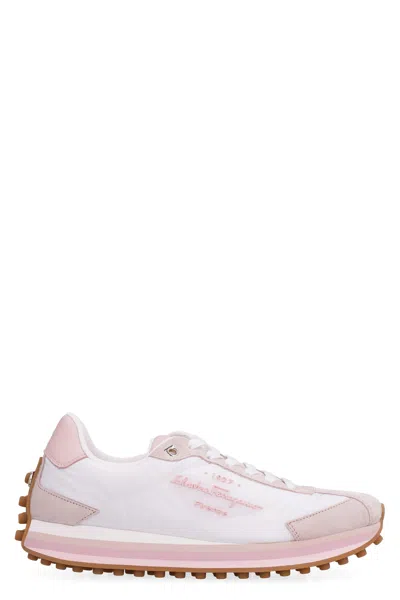 Ferragamo Leather And Fabric Low-top Sneakers In White