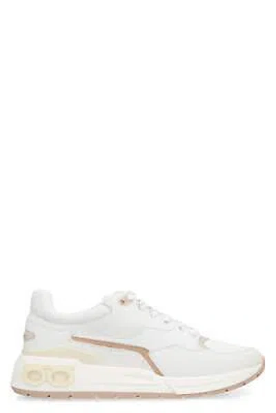 Pre-owned Ferragamo Leather And Fabric Low-top Sneakers In White
