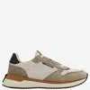 Ferragamo Leather And Fabric Sneakers With Side Logo In Neutral