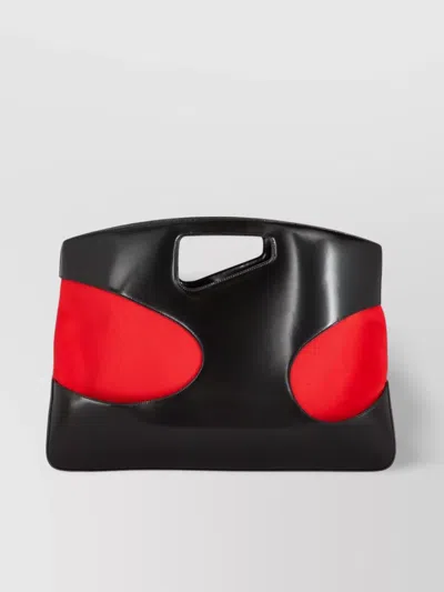 FERRAGAMO LEATHER AND FABRIC TOTE BAG