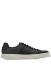 Ferragamo Man Sneakers Lead Size 9.5 Soft Leather In Black