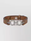 Ferragamo Leather And Metal Bracelet Accessory In Brown