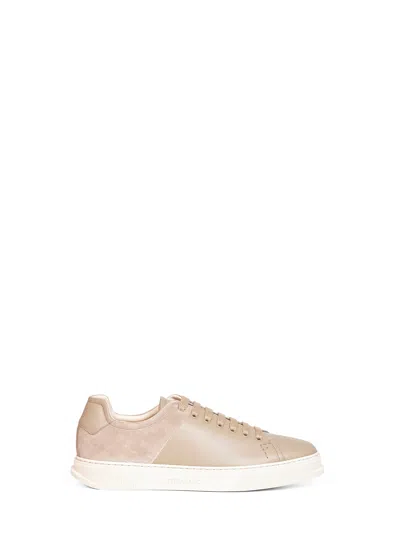 Ferragamo Leather And Suede Clayton Low-top Sneakers In Animal Print