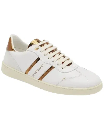 Ferragamo Leather & Suede Sneaker In White